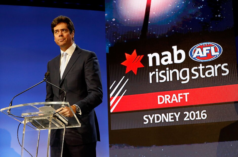 AFL 2016 Media - NAB AFL Draft SYDNEY, AUSTRALIA - NOVEMBER 25: Gillon McLachlan, Chief Executive Officer of the AFL addresses the room during the 2016 NAB AFL Draft at the Hordern Pavilion on November 25, 2016 in Sydney, Australia. (Photo by Adam Trafford/AFL Media)